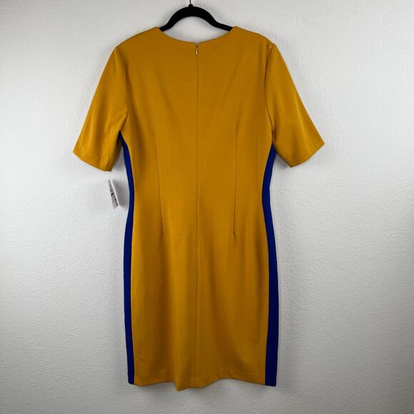 Kasper Short Sleeve Knit Colorblock Sheath Midi Dress Mustard Combo XXL NWT - Picture 14 of 14